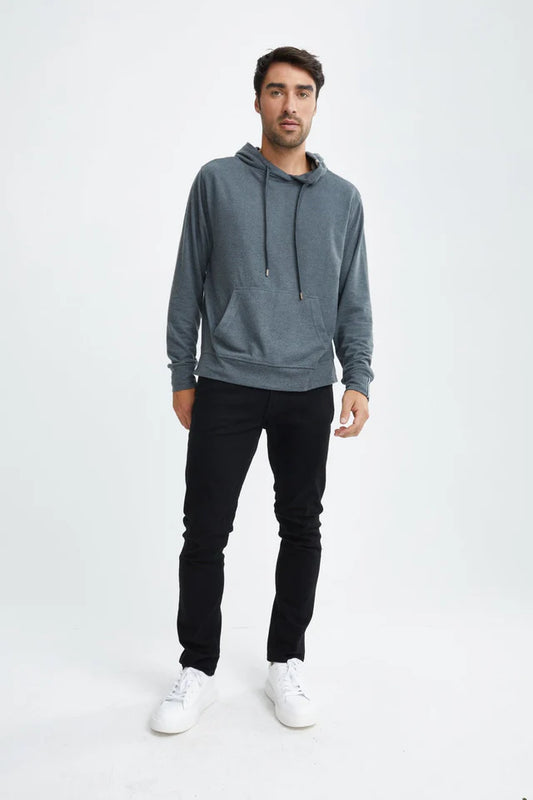 Jersey Fleece Knit Hoodie Charcoal - Stone Rose