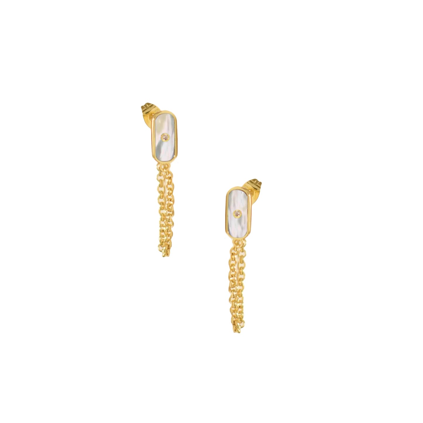 Chained Tablet Studs Mother of Pearl - Adriana Pappas Designs