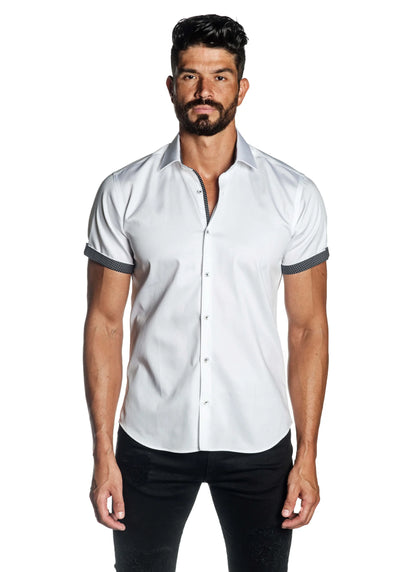 Solid Short Sleeve Shirt White - Jared Lang Collection
