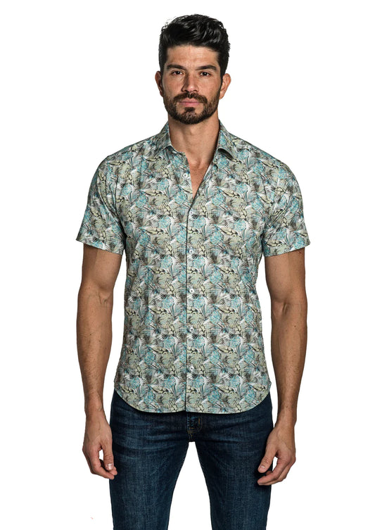 Short Sleeve Shirt Off White Floral - Jared Lang Collection
