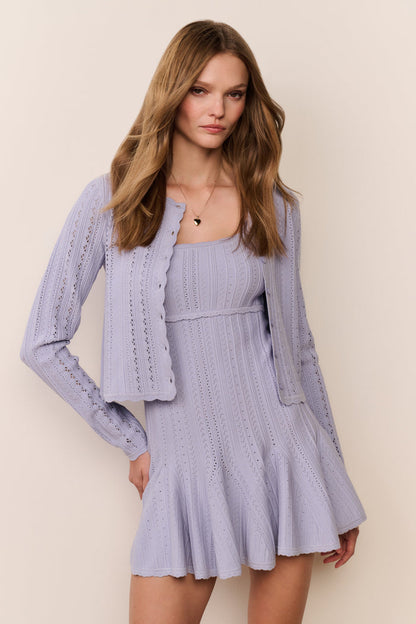 Peridot Stretch Pointelle Cardigan Moonwash - LoveShackFancy