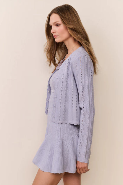 Peridot Stretch Pointelle Cardigan Moonwash - LoveShackFancy