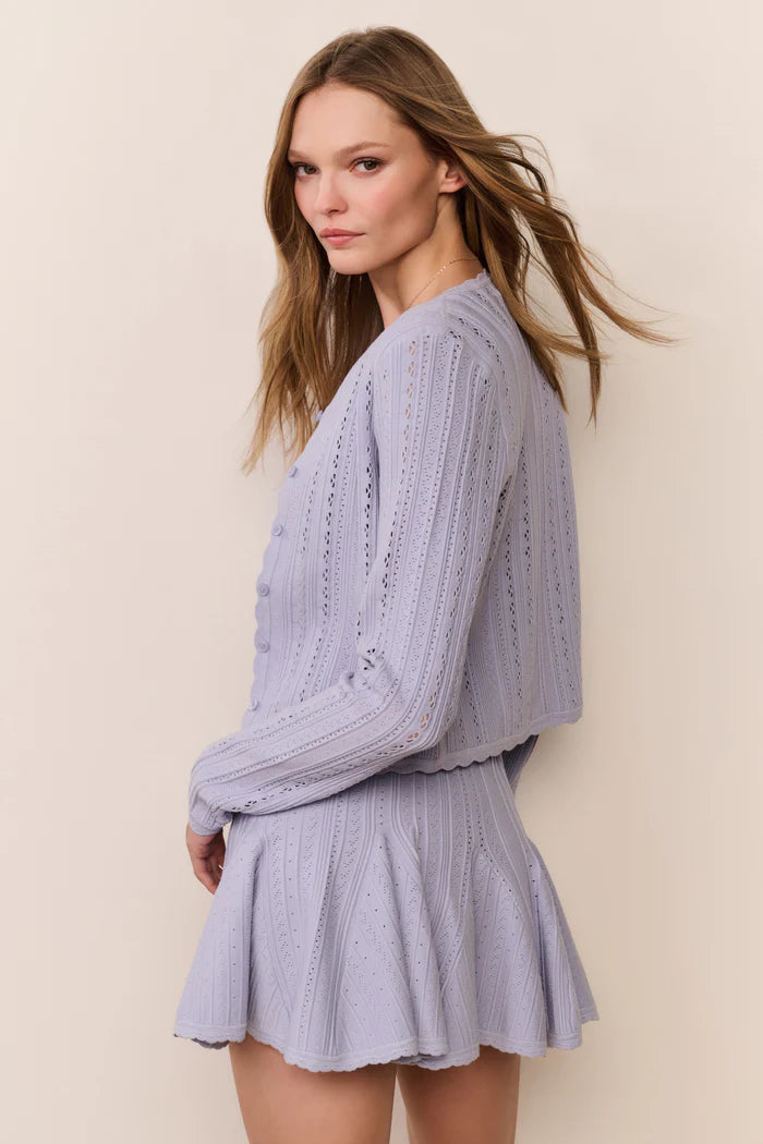 Peridot Stretch Pointelle Cardigan Moonwash - LoveShackFancy