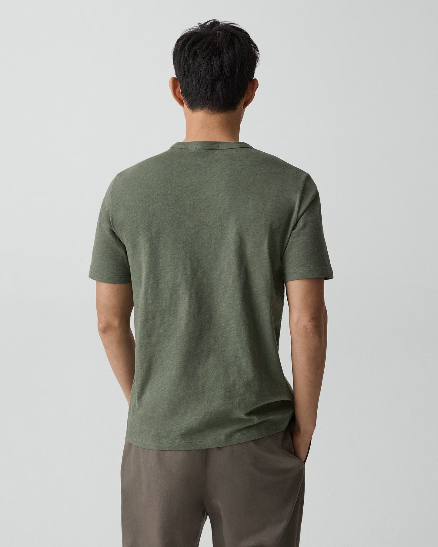 Essential Tee Cosmos Slub Cotton Light Ivy - Theory Men