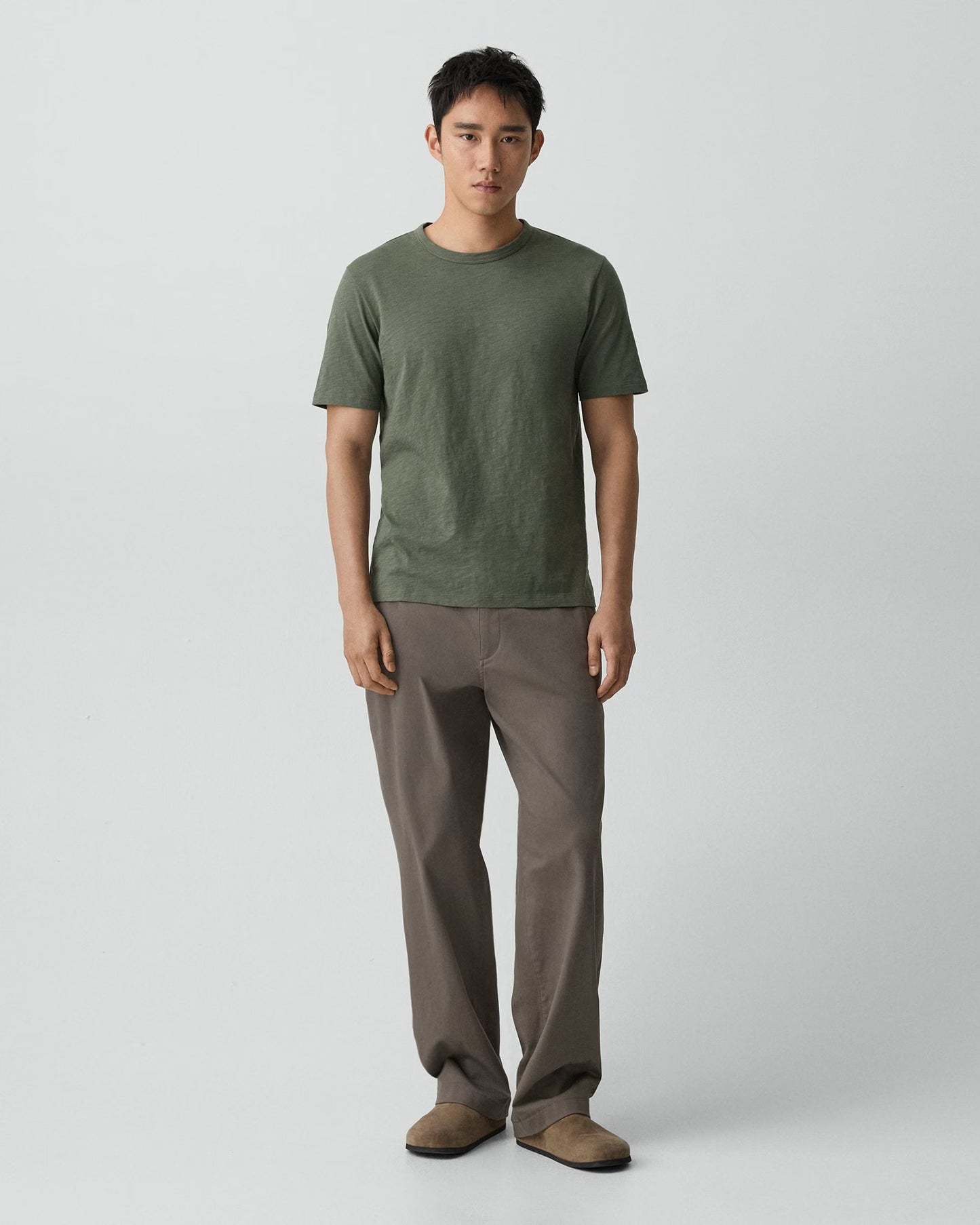 Essential Tee Cosmos Slub Cotton Light Ivy - Theory Men
