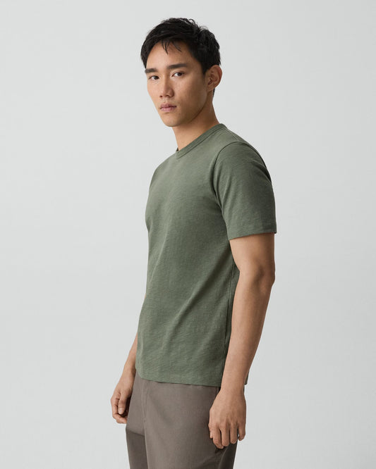 Essential Tee Cosmos Slub Cotton Light Ivy - Theory Men