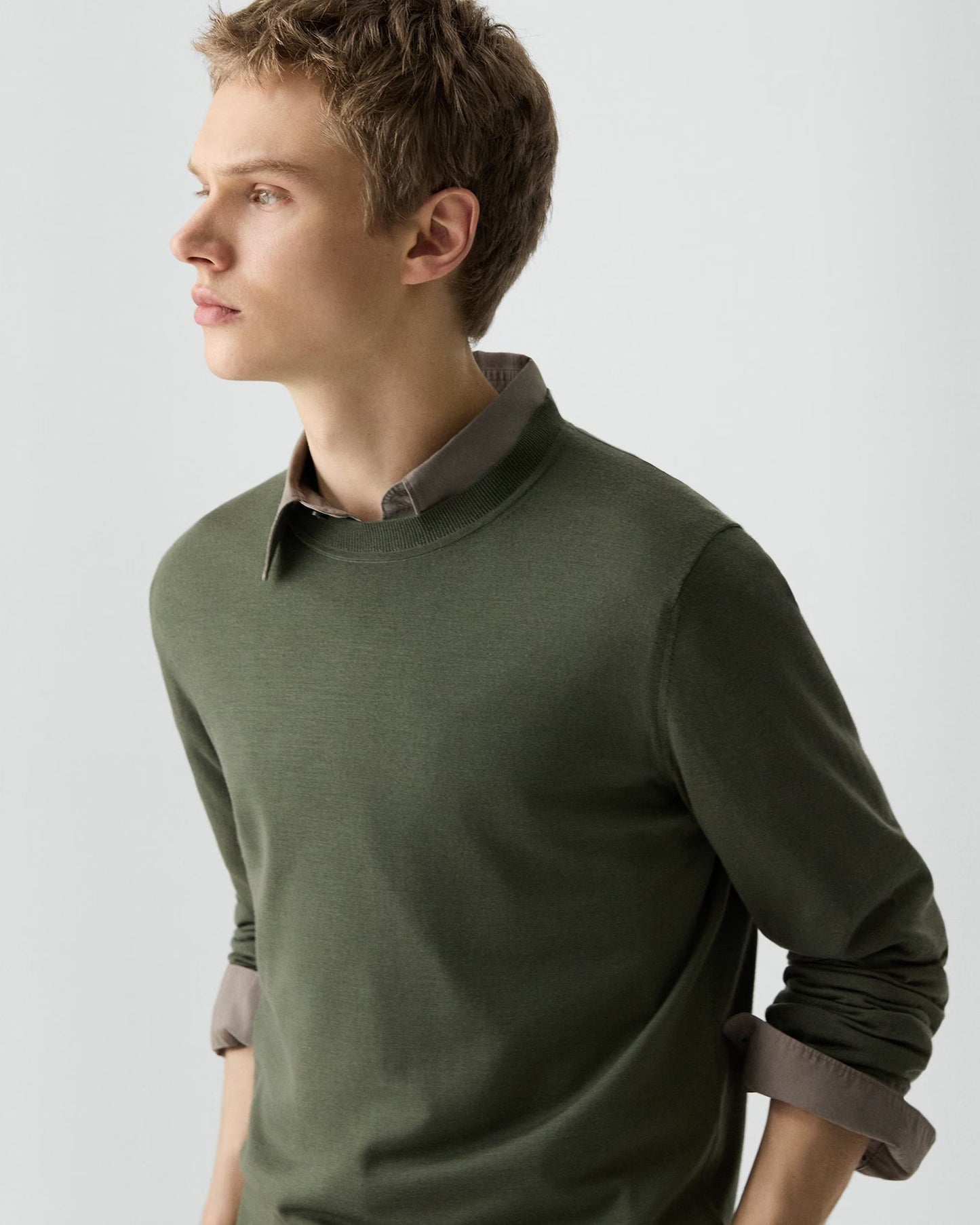 Crewneck Sweater Regal Wool Light Ivy - Theory Men