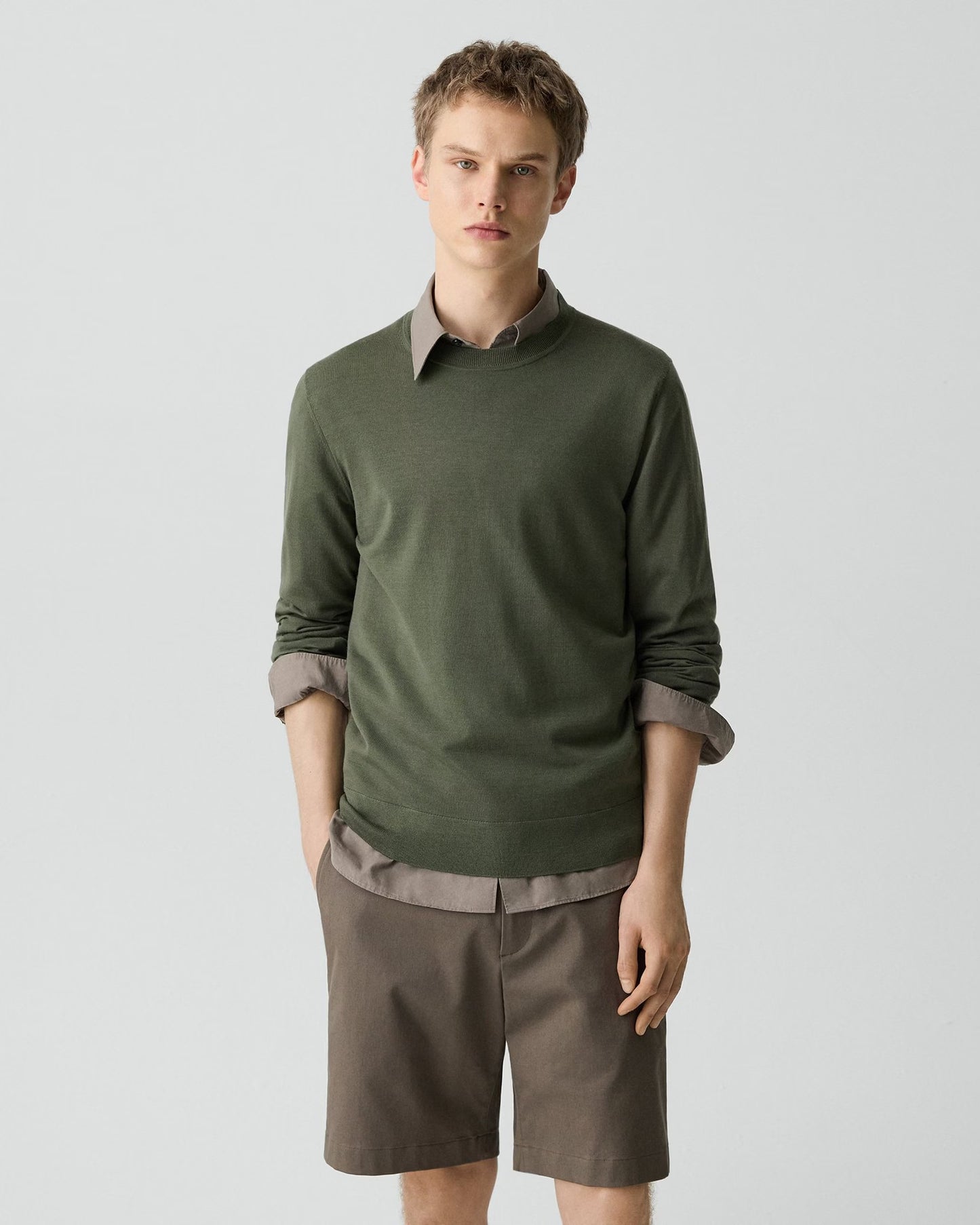 Crewneck Sweater Regal Wool Light Ivy - Theory Men