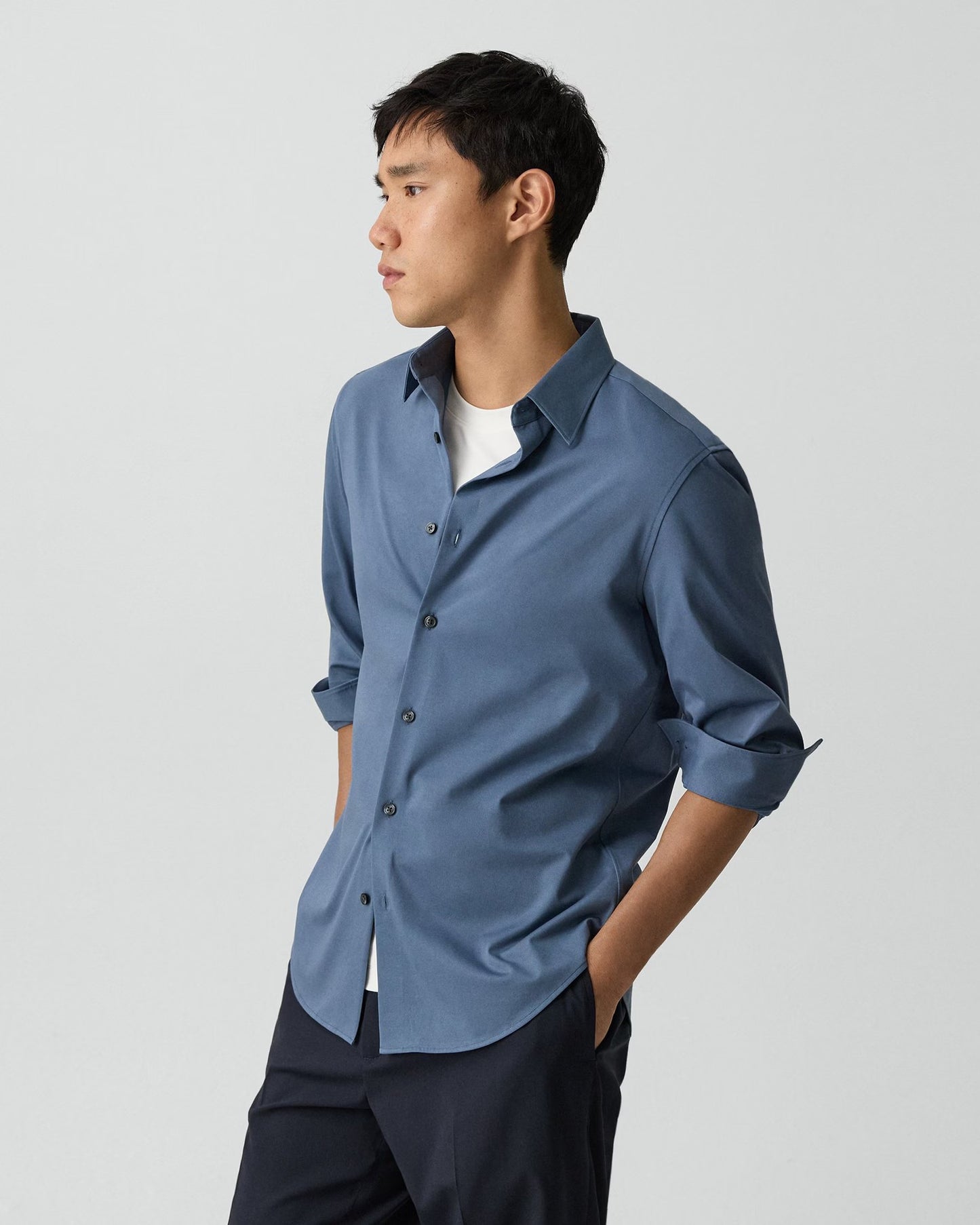 Sylvain Structure Knit Shirt Bering - Theory Men