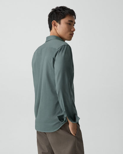 Sylvain Structure Knit Shirt Light Pine Grove - Theory Men