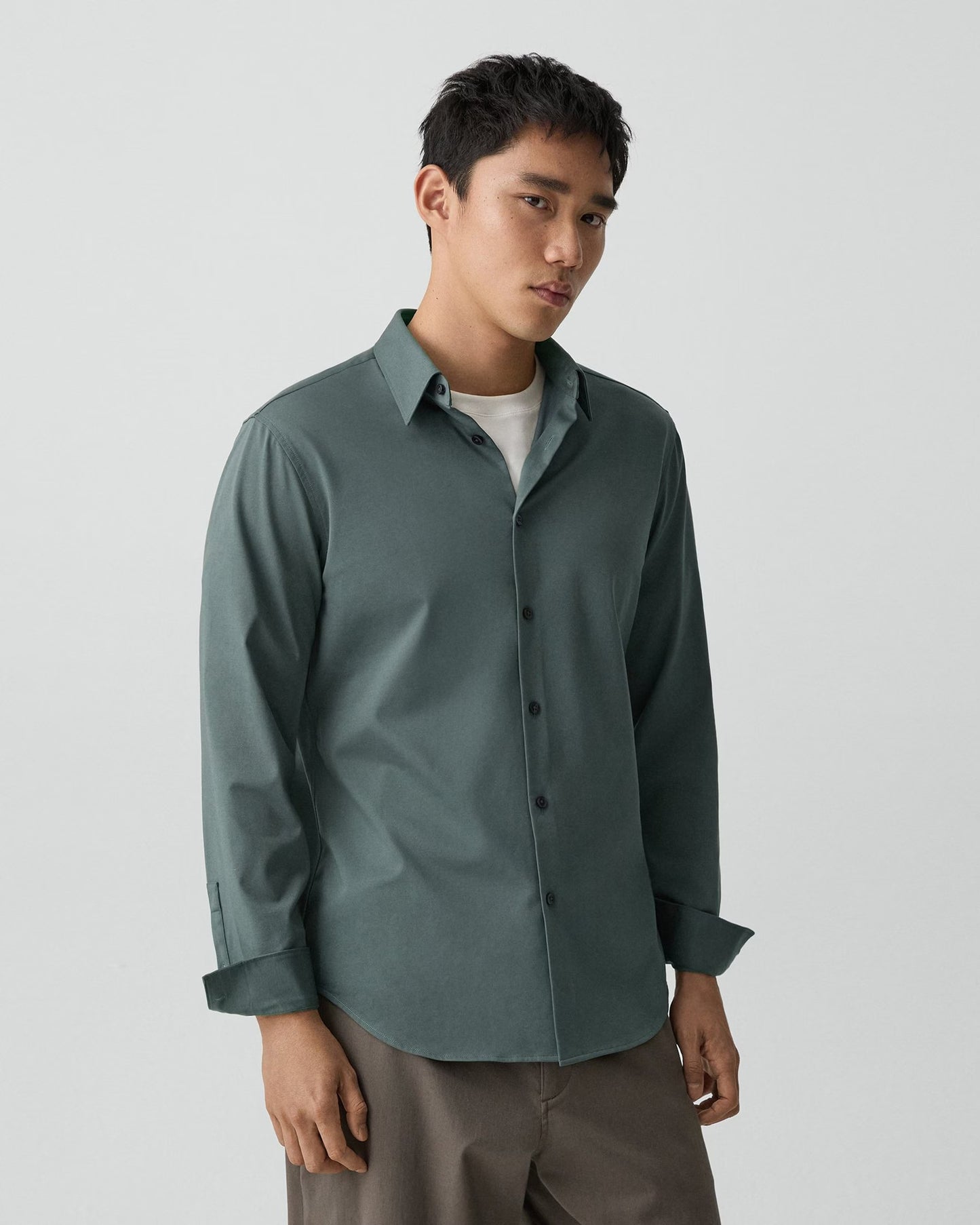 Sylvain Structure Knit Shirt Light Pine Grove - Theory Men