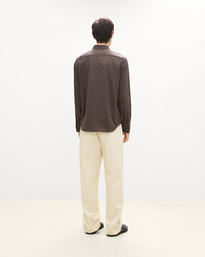 Sylvain Structure Knit Shirt Classic Brown - Theory Men