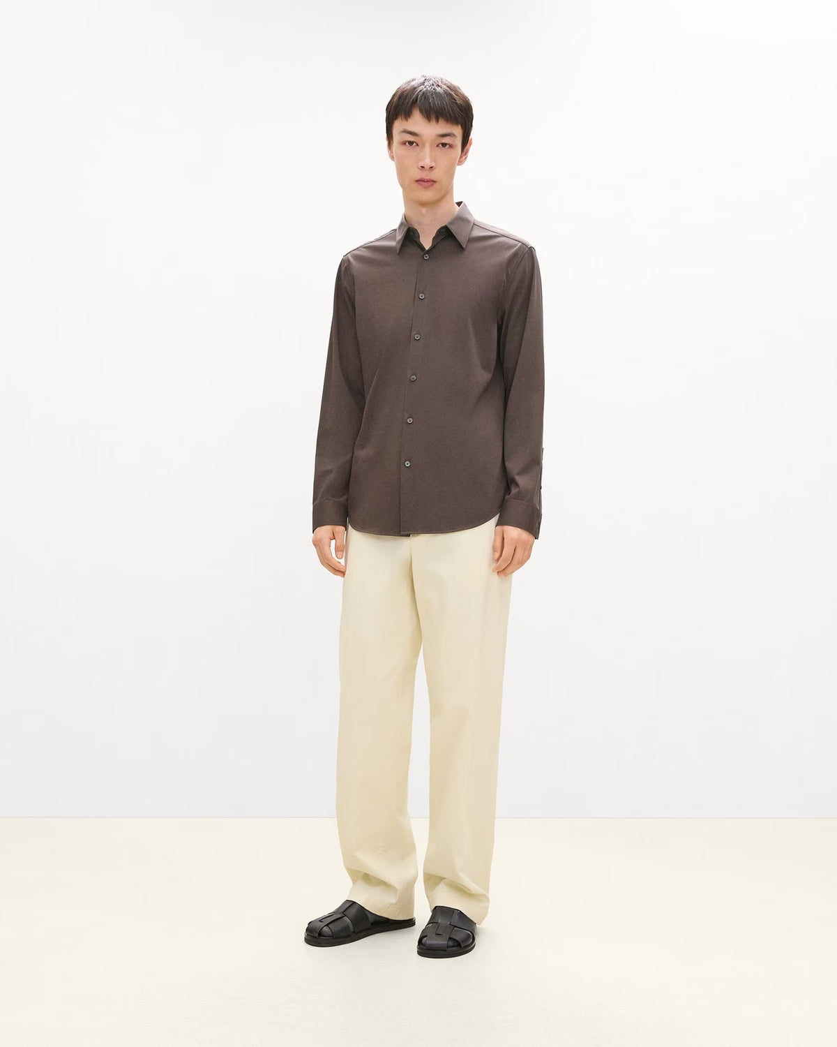 Sylvain Structure Knit Shirt Classic Brown - Theory Men