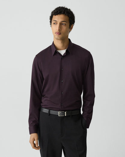 Sylvain Structure Knit Shirt Deep Eggplant - Theory Men