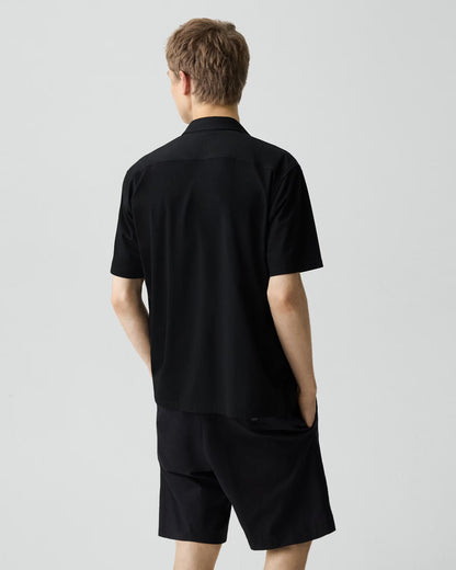 Irving Short-Sleeve Shirt Structure Knit Black - Theory Men