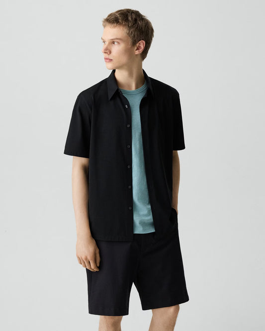 Irving Short-Sleeve Shirt Structure Knit Black - Theory Men