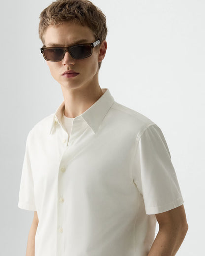 Irving Short-Sleeve Shirt Structure Knit II White - Theory Men
