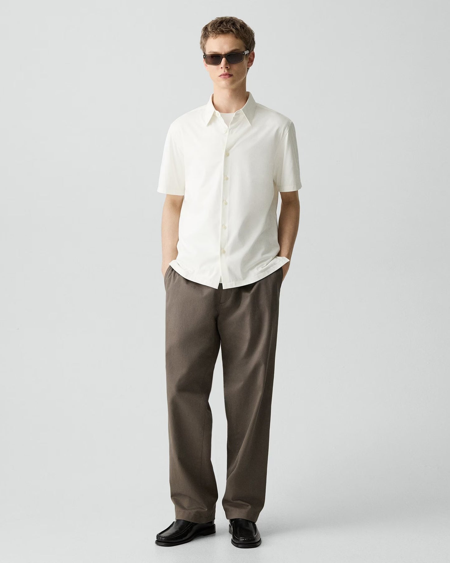 Irving Short-Sleeve Shirt Structure Knit II White - Theory Men