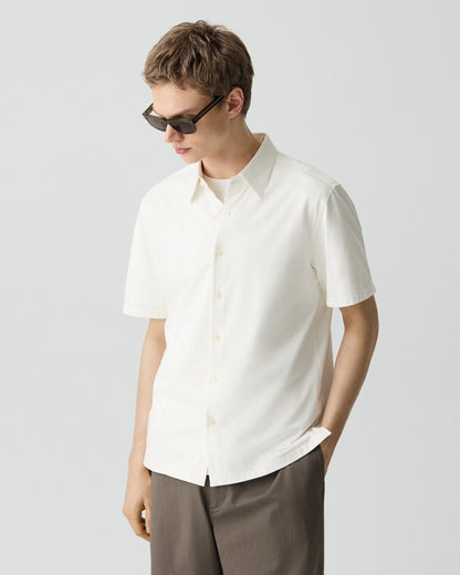 Irving Short-Sleeve Shirt Structure Knit II White - Theory Men
