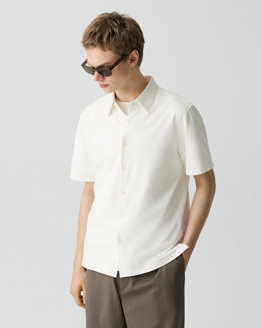 Irving Short-Sleeve Shirt Structure Knit II White - Theory Men