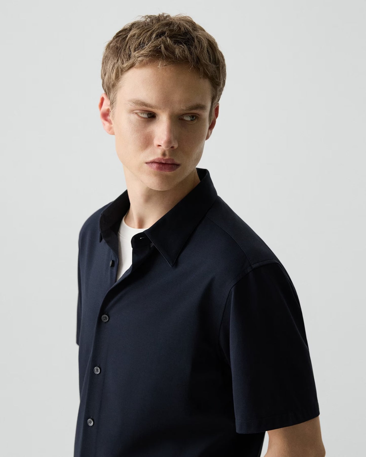 Irving Short-Sleeve Shirt Structure Knit II Eclipse - Theory Men
