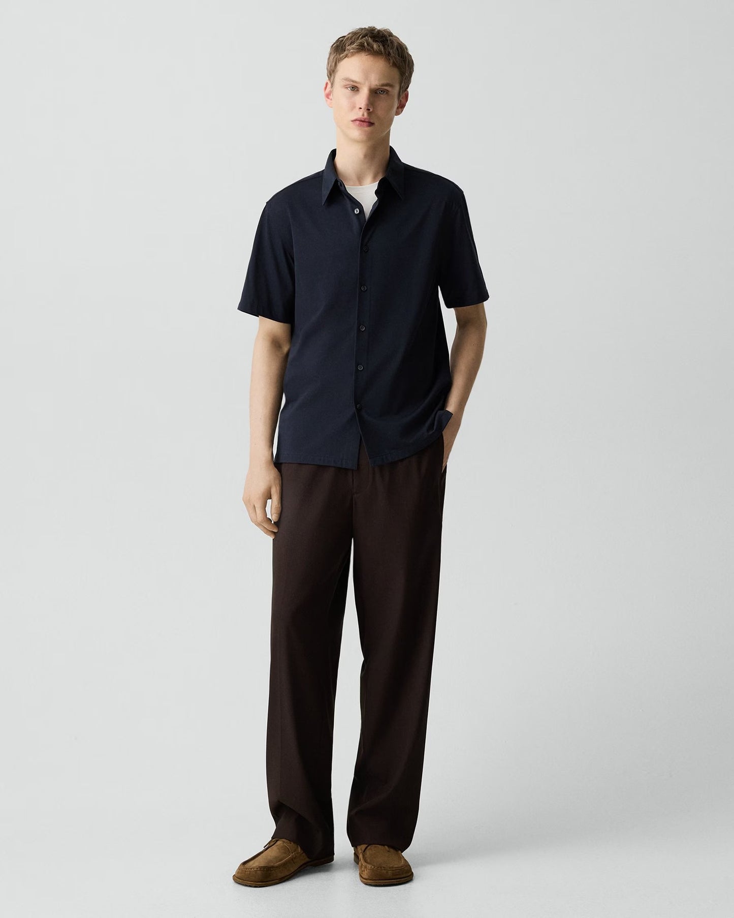 Irving Short-Sleeve Shirt Structure Knit II Eclipse - Theory Men