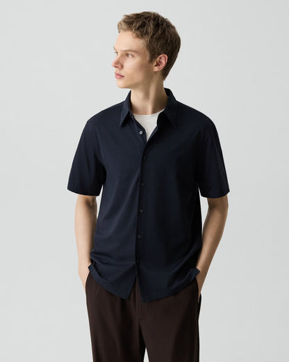 Irving Short-Sleeve Shirt Structure Knit II Eclipse - Theory Men