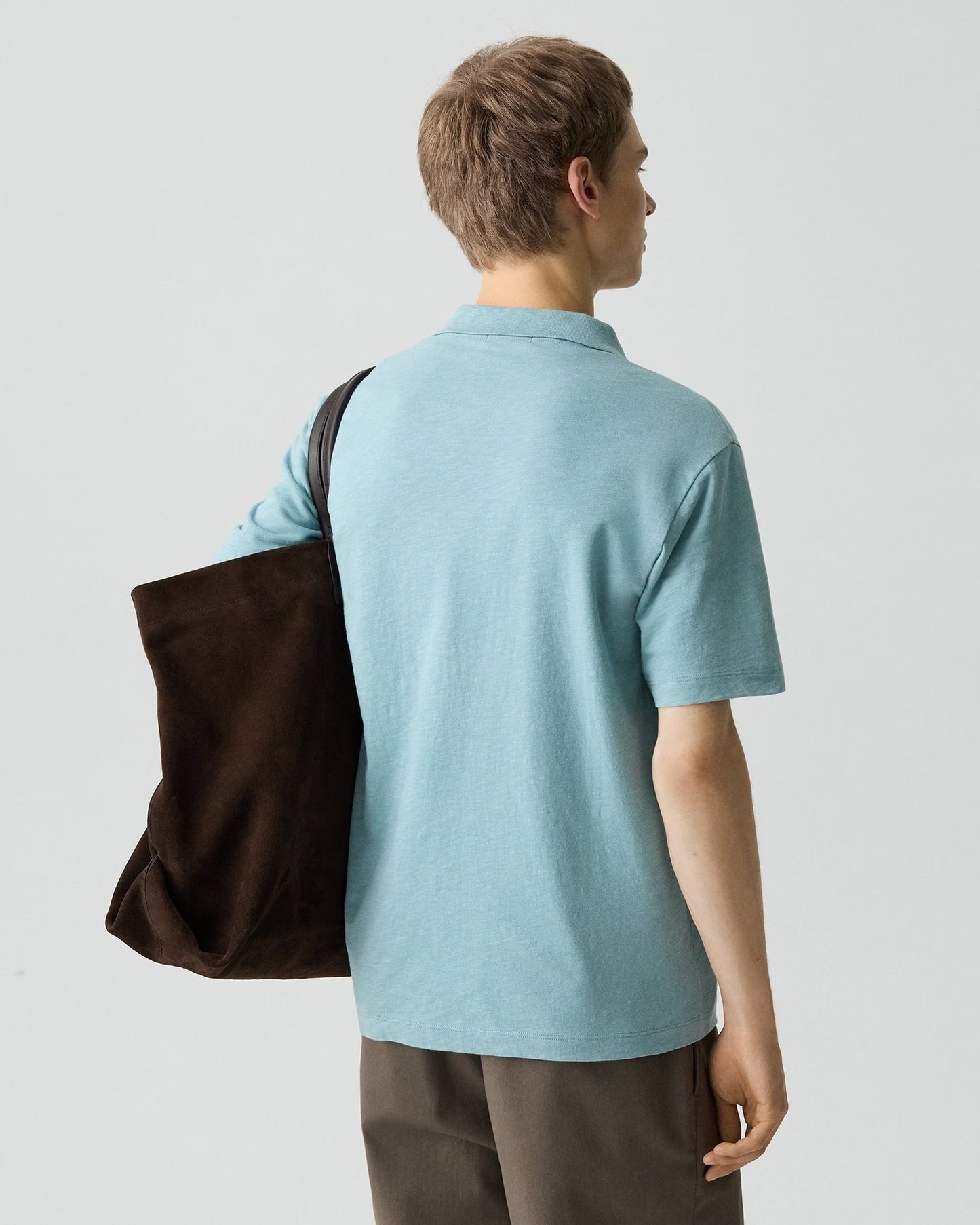 Bron Polo Shirt Cosmos Slub Cotton Ocean Air - Theory Men