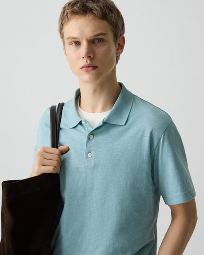 Bron Polo Shirt Cosmos Slub Cotton Ocean Air - Theory Men