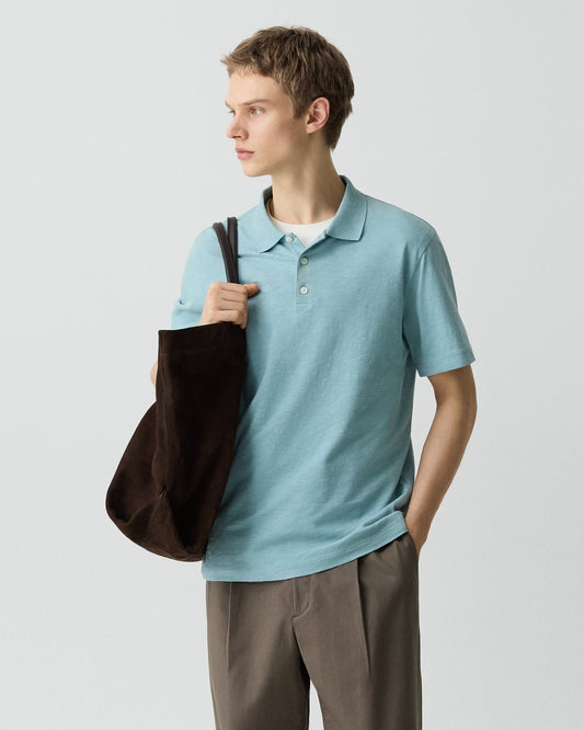 Bron Polo Shirt Cosmos Slub Cotton Ocean Air - Theory Men