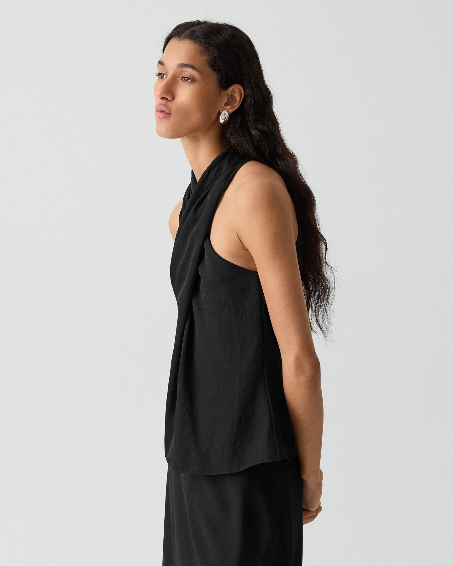 Twisted Halter Top Washed Twill Black - Theory Women