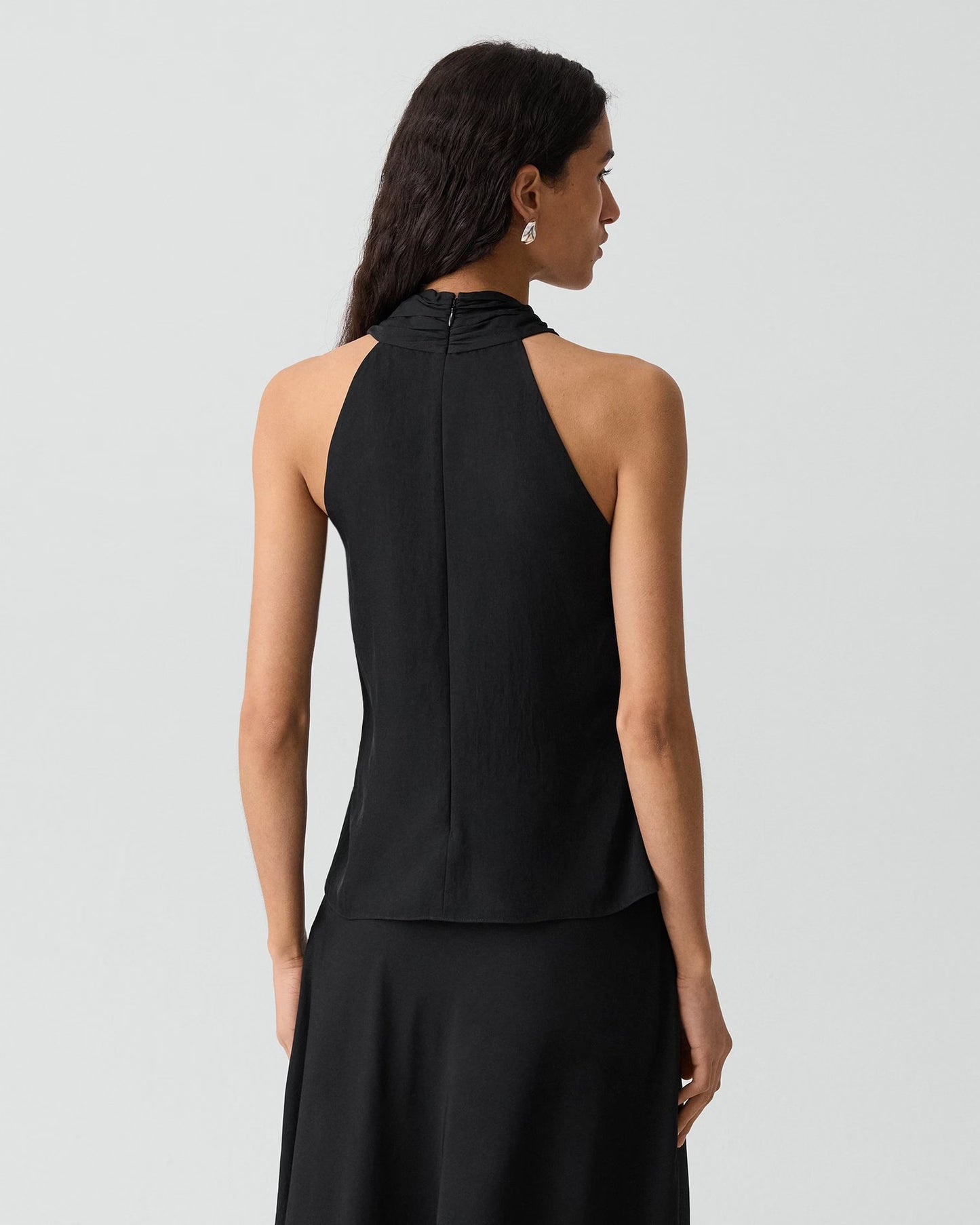 Twisted Halter Top Washed Twill Black - Theory Women