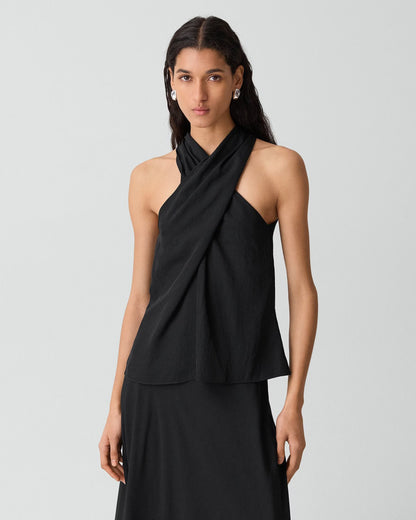 Twisted Halter Top Washed Twill Black - Theory Women