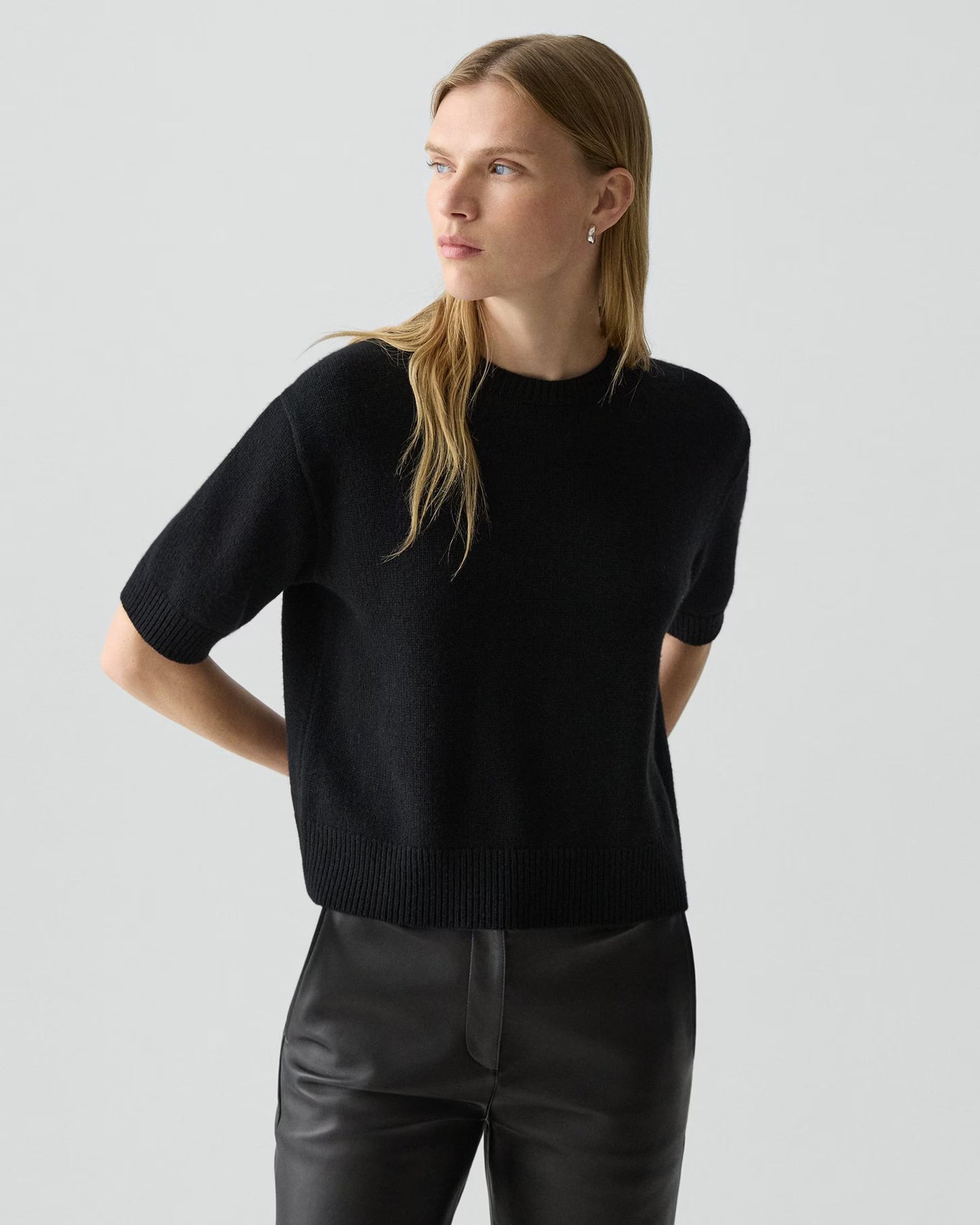 Cropped Tee Cashmere Black - Theory Women