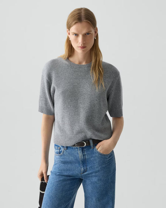 Cropped Tee Cashmere Light Charcoal - Theory Women