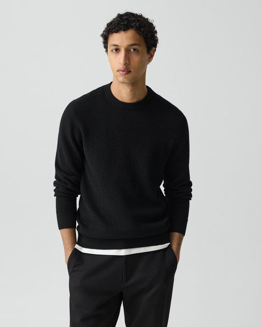 Maden Crewneck Sweater Merino Wool Black - Theory Men
