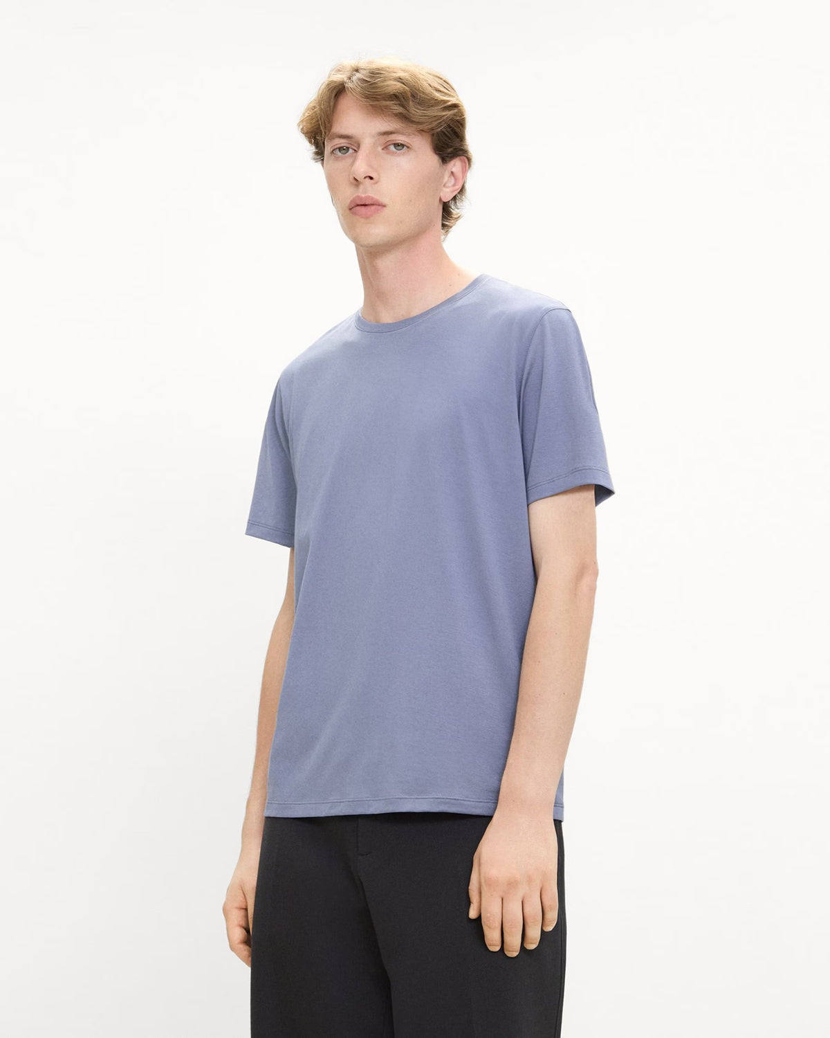 Precise Tee Cotton Jersey Dusk Blue - Theory Men