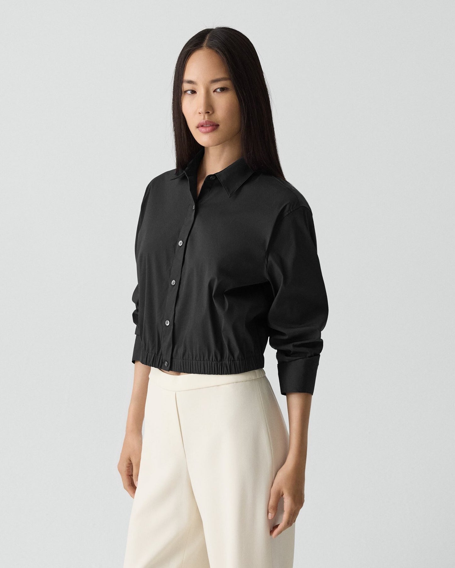 Cropped Shirt Good Cotton Black - Theory Women