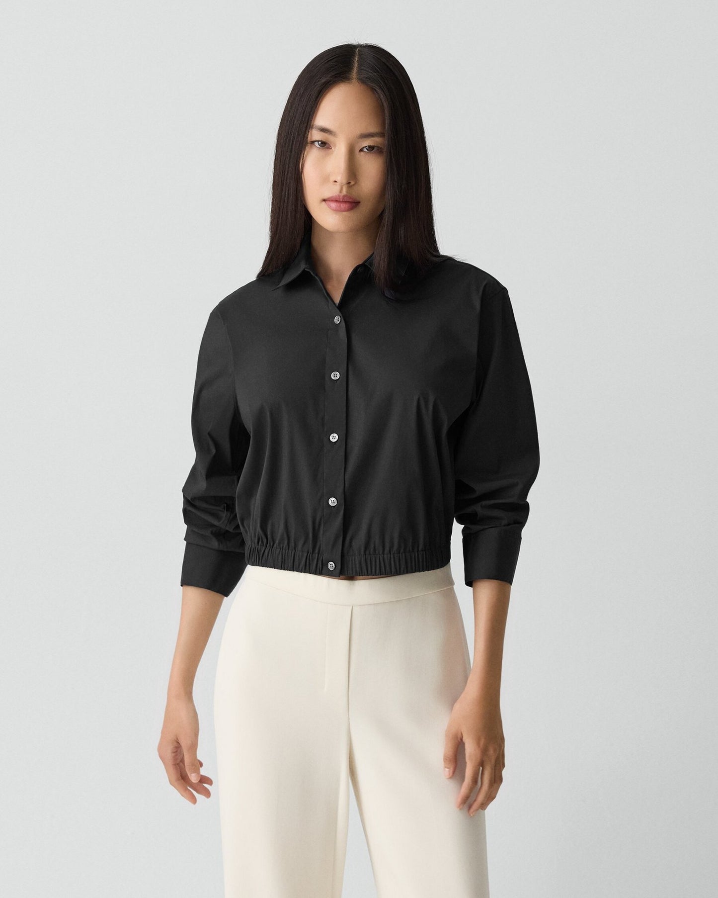 Cropped Shirt Good Cotton Black - Theory Women