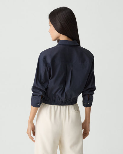 Cropped Shirt Good Cotton Nocturne Navy - Theory Women