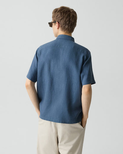 Irving Short-Sleeve Shirt Relaxed Linen Bering - Theory Men