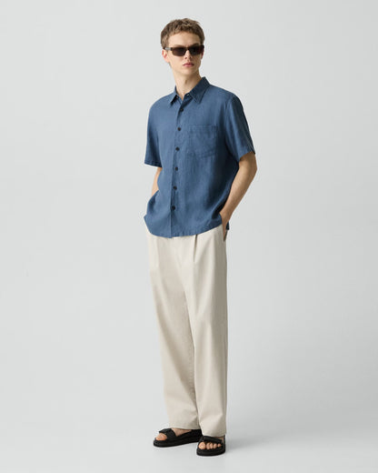 Irving Short-Sleeve Shirt Relaxed Linen Bering - Theory Men