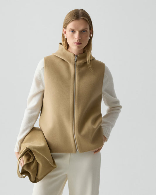 Hooded Vest Double-Face Wool-Cashmere New Camel - Theory Women