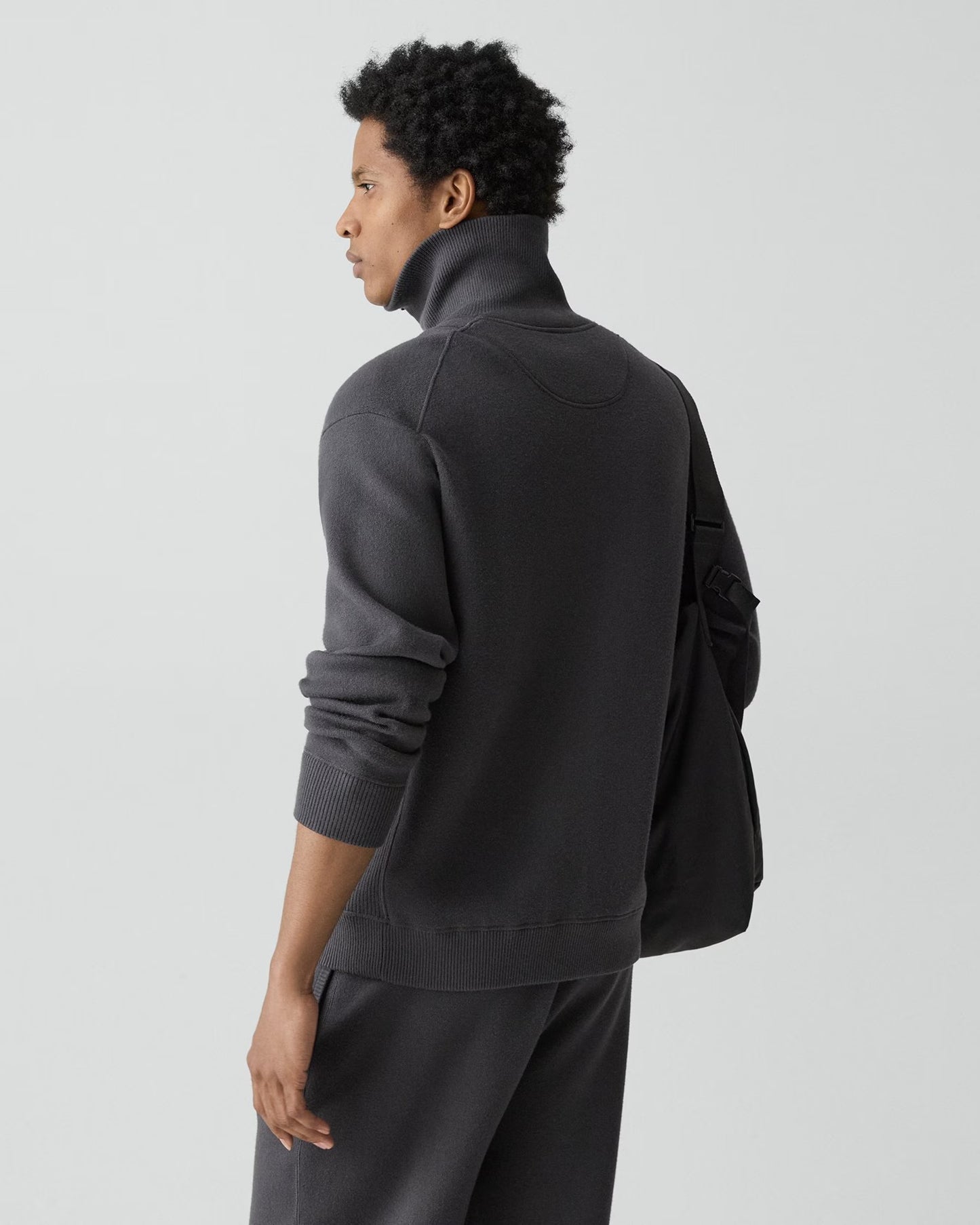 Relaxed Quarter-Zip Sweatshirt Wool Bilen Charcoal Melange - Theory Men