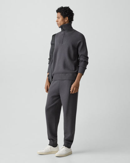 Relaxed Quarter-Zip Sweatshirt Wool Bilen Charcoal Melange - Theory Men