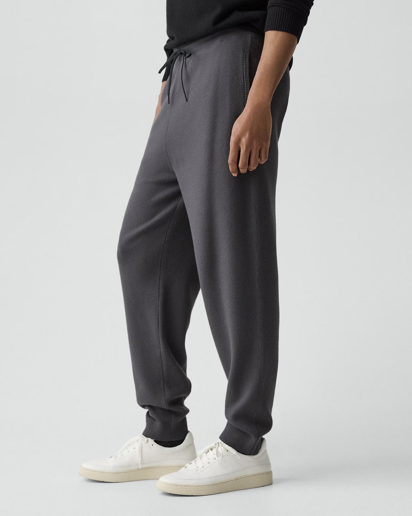 Drawstring Jogger Wool Bilen Charcoal Melange - Theory Men