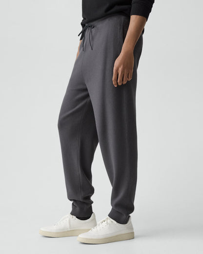 Drawstring Jogger Wool Bilen Charcoal Melange - Theory Men