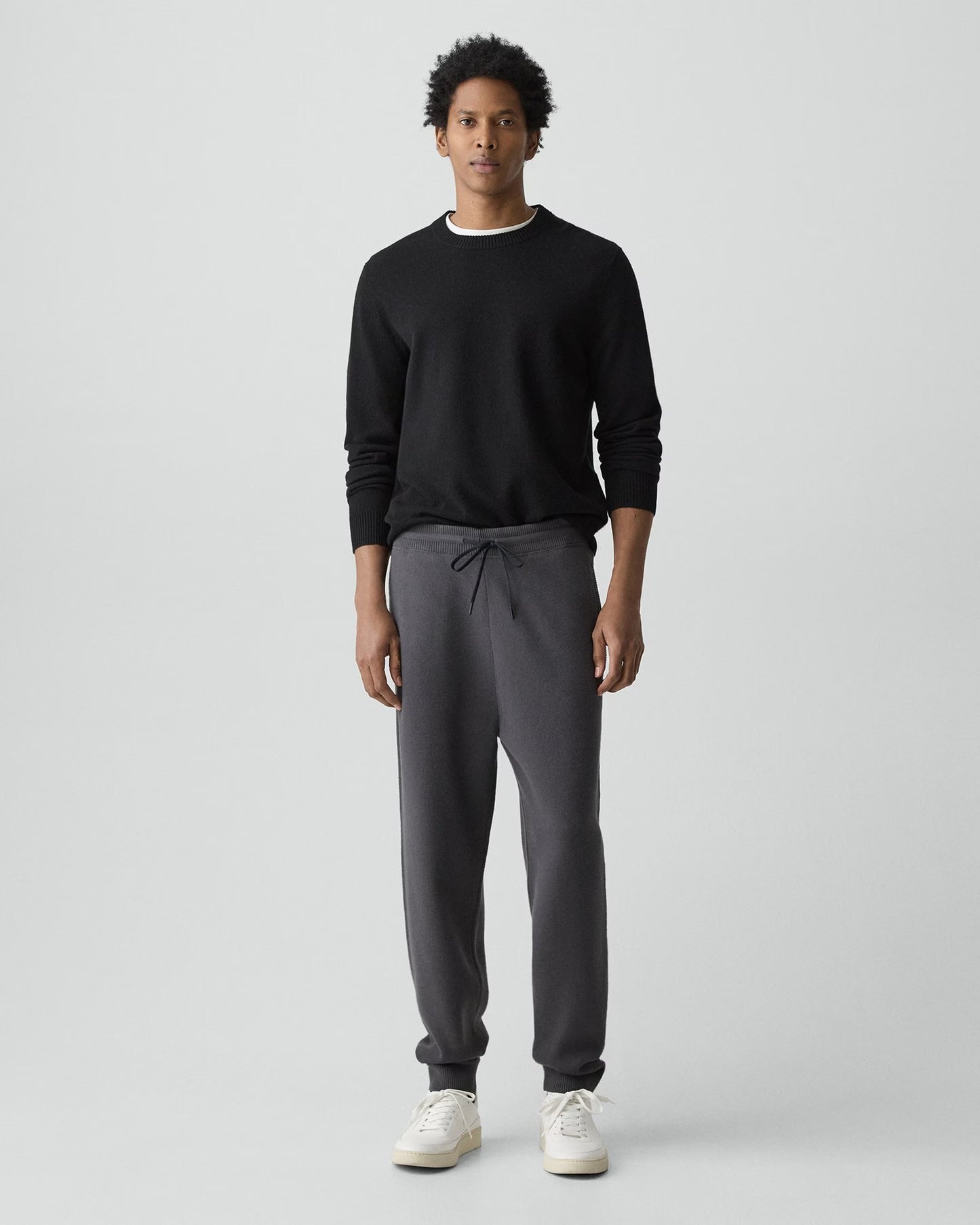 Drawstring Jogger Wool Bilen Charcoal Melange - Theory Men