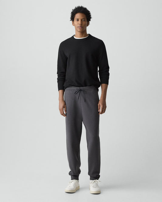 Drawstring Jogger Wool Bilen Charcoal Melange - Theory Men