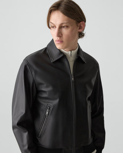 Wyatt Zip Jacket Leather Black - Theory Men